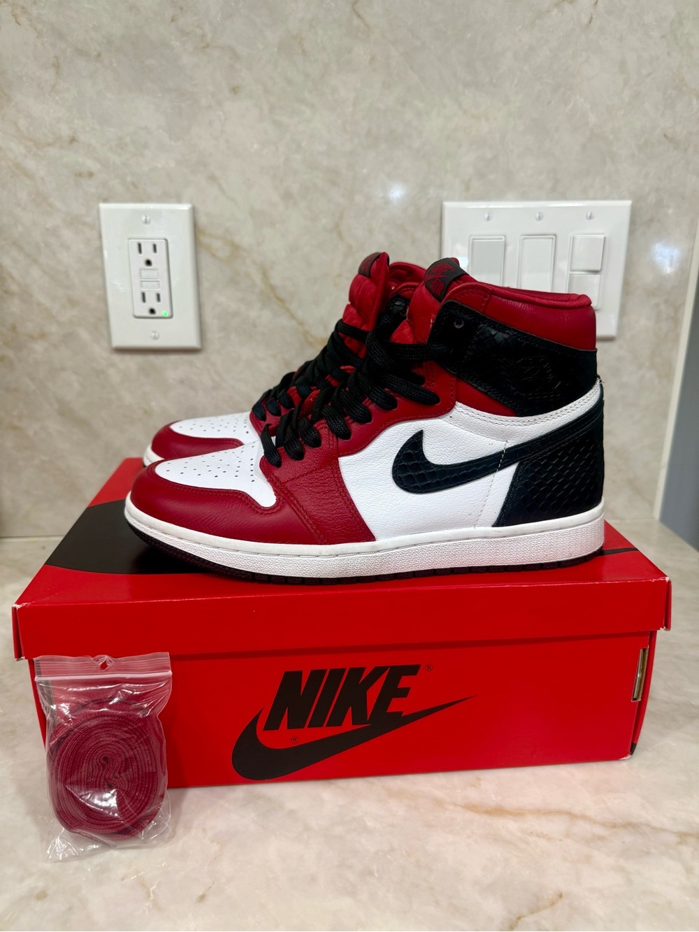 Jordan Men's Sneakers Red Black White High Top